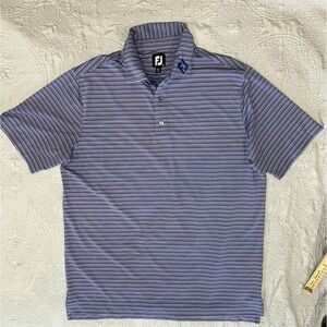 FJ FootJoy Men's Golf Polo Shirt Collared, Blue/Pink,‎ Polyester, Size L